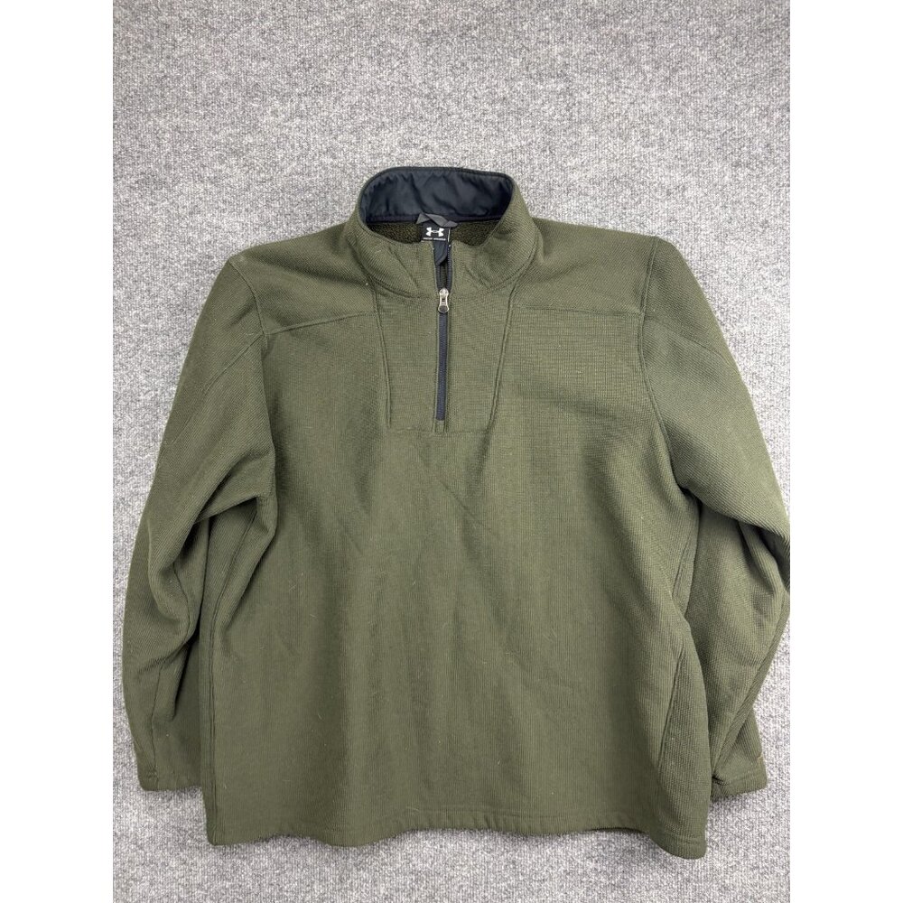 Under Armour Pullover Mens 2XL Green 1/4 Zip Long Sleeve Fleece Shirt Top